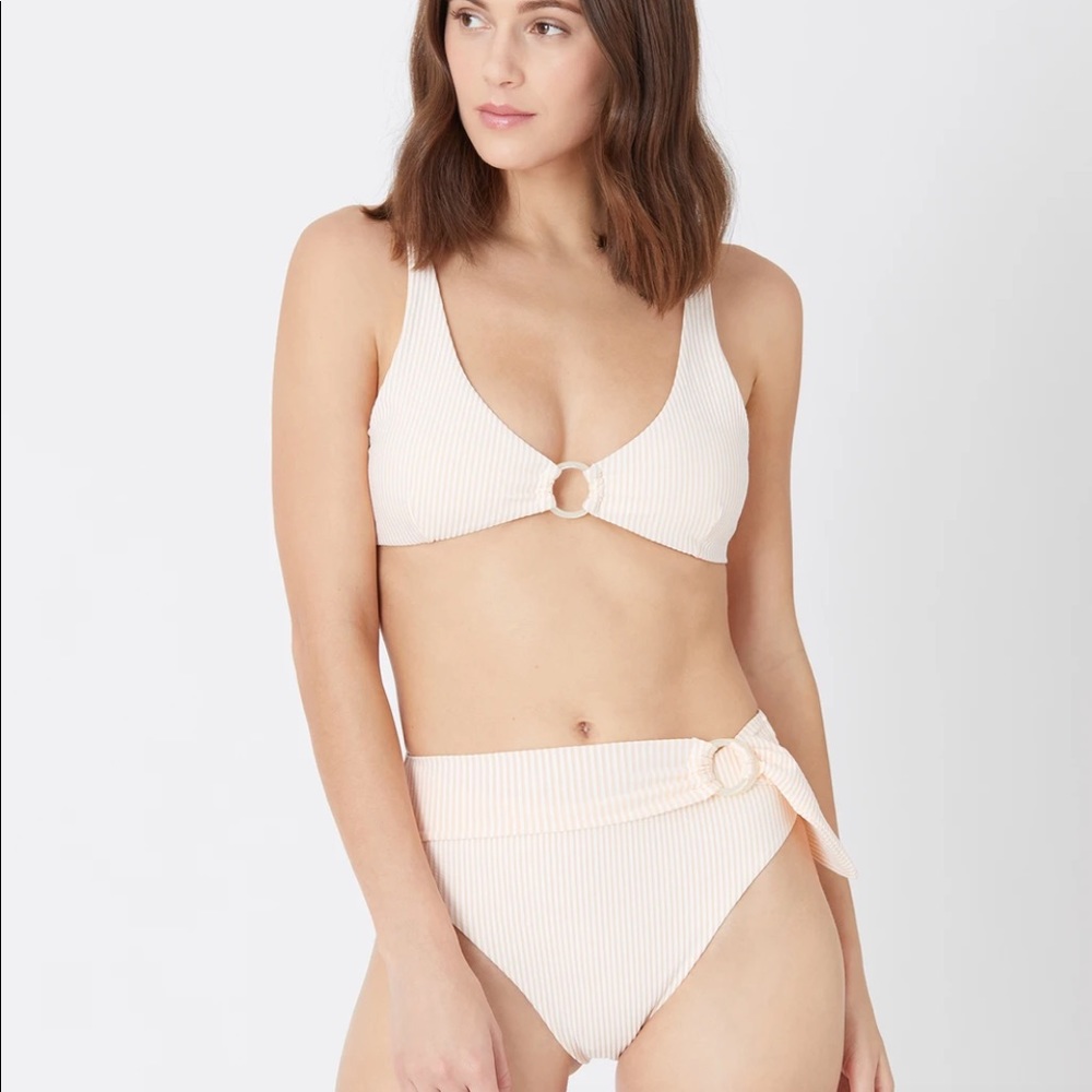 Onia Soft Sunset Micro Stripe high waisted bikini